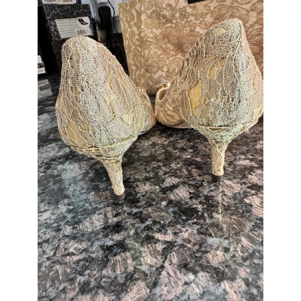 Dolce & Gabbana Bellucci Gold Lace Crystal Pumps CD0066 AE637 40.5/ 10.5 heels - Picture 11 of 16